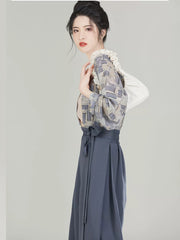 [Summer Cloud Pathways] 阡陌 Original Song Style Hanfu Set with Camisole, Airplane Sleeve Top & Song Pants