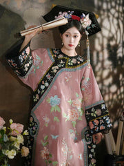 柒小乔 Original Qing Dynasty Style Full Embroidery Changyi (氅衣) - Photography & Cultural Attire