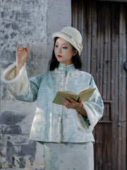 [Spring Return] 繁莳 春归 Original Double-Layered New Chinese Style Padded Jacket with Mink Fur Trim