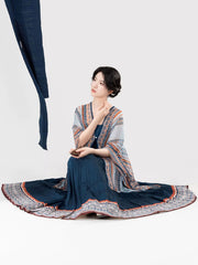 [Journey to the Clouds] 赴云端 Dong Ethnic Style "Paired Birds" Shawl Shirt & Pleated Slip Dress Set