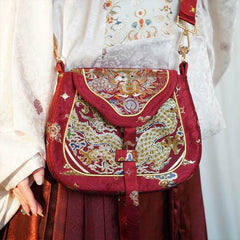 [The Dragon Scale] 龙鳞 Original Woven Gold Dragon Motif Peddler Bag for Hanfu & Daily Wear