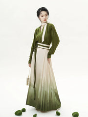 [Whispers of Tea Leaves] 捻茶 Original Ming Style Han-Element Cross-collar Narrow Sleeve Mamian Skirt Set