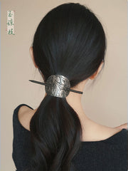 [Embossed Leather Pin] 新中式复古皮质马尾发簪 New Chinese Style Retro Leather Hairpin for Ponytails and Updos