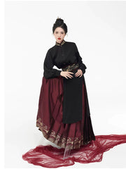 [Breaking Dawn] 破晓 Original Ming Style Hanfu Set with Long Shirt, Embroidered Waist Seal & Mamian Skirt