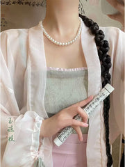 [Multi-Wear Versatility] Retro Long Pearl Necklace for Qipao & Hanfu Styling