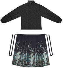 [Azure Feather Messenger] 青羽 Original Ming Style Hanfu Set with Mythical Bird Mamian Skirt