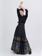 [Verdant Mountains & Rivers] 点翠配山河映画 Original Ming Style Hanfu Set with Dian Cui Mamian Skirt & Airplane Sleeve Top