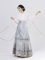 [Auspicious Ascent] 一鹿莲生 Original Ming Style Hanfu Mamian Skirt with White T-shirt Inner Top