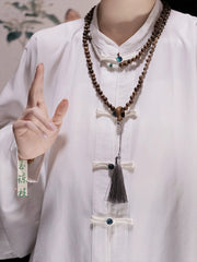 [Zen Sandalwood] 古风禅意 Fragrant Sandalwood Beaded Crossbody Necklace for Hanfu