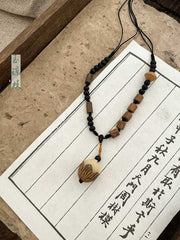 [Spiritual Harmony] 国风禅意 Zen Beaded Long Necklace with White Jade Bodhi for Sweater Chain & Hanfu
