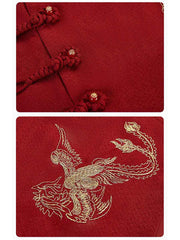 [The Crimson Phoenix] 火雀 Original Runway Hanfu Set with Embroidered Vest, Shirt, and Wide-Leg Pants