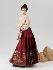 [The Great Wall at Dawn] 万里 Original Ming Style Hanfu New Year Mamian Skirt Set for Toasting & Engagement