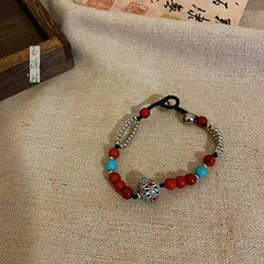 [The Tibetan Echo] 臧式 Original Tibetan Style Natural Stone Bodhi Bead Woven Bracelet with Bells