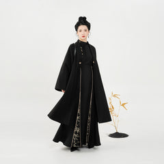 [The Resilient Bamboo] 竹石 Original Hanfu Set with Slanted Placket Shirt, Skirt & Winter Coat Options