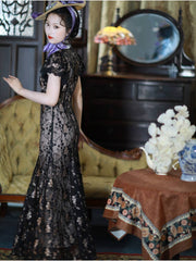 [Midsummer Night's Dream] 繁莳 仲夏之梦 Original New Chinese Style Gold-Woven Lace Fishtail Qipao