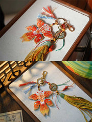 [Red Flying Fish] 云深雾浅 Red Flying Fish Embroidered Goldfish Kite Pendant for Hanfu & Bags