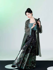 [Azure Feather Messenger] 青羽 Original Ming Style Hanfu Set with Mythical Bird Mamian Skirt