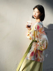 [Painterly Hues] 油彩 Original Tang Dynasty Oil Painting Style Hanfu Set with Round Collar Robe & Gore Skirt