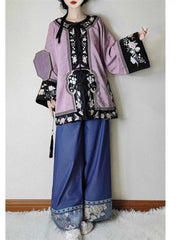 柒小乔 Original New Chinese Style Improved Qing Dynasty Magua (马褂) & Trousers Set - Heavy Industry Embroidery