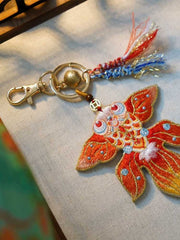 [Red Flying Fish] 云深雾浅 Red Flying Fish Embroidered Goldfish Kite Pendant for Hanfu & Bags