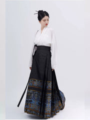 [Verdant Mountains & Rivers] 点翠配山河映画 Original Ming Style Hanfu Set with Dian Cui Mamian Skirt & Airplane Sleeve Top