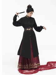 [Breaking Dawn] 破晓 Original Ming Style Hanfu Set with Long Shirt, Embroidered Waist Seal & Mamian Skirt