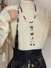 [Cloud Serenity] 云瑾 Dark Hanfu Yīngluò Necklace with Tassel and Back Cloud Pendant