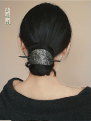 [Embossed Leather Pin] 新中式复古皮质马尾发簪 New Chinese Style Retro Leather Hairpin for Ponytails and Updos