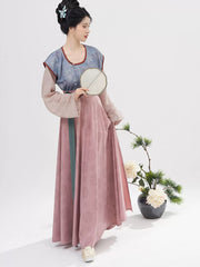 [City of Jade] 碧城 Original Tang Dynasty Hanfu Set with Dunhuang Print Beizi Robe & Eight-Gore Skirt