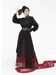 [Breaking Dawn] 破晓 Original Ming Style Hanfu Set with Long Shirt, Embroidered Waist Seal & Mamian Skirt