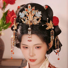 [Phoenix Suitor] 耀如春华 Dazzling Spring Elegance Tang/Ming Style Hair Crown and Accessory Set