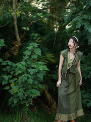 [Forest Sprite] 森灵 Original Tang Dynasty Plant-Themed Hanfu Set with Beizi Robe & Gore Skirt