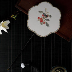 [The Cherry Orchard] 宋锦樱桃 Original Song Brocade Cherry Fan for Children & Ladies - Hanfu & Qipao Photography Prop