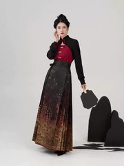 [Cinnabar] 丹砂 Original Design Ming Dynasty Hanfu Set with Stand-Collar Knit Bolero and Mamian Skirt