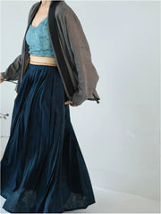 [Whispers of the Wilds] 弥野 Original Song Style Set with Airplane Sleeve Top & Hundred-Pleat Skirt
