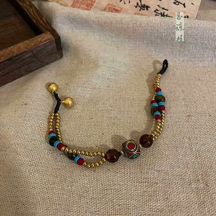 [The Tibetan Echo] 臧式 Original Tibetan Style Natural Stone Bodhi Bead Woven Bracelet with Bells
