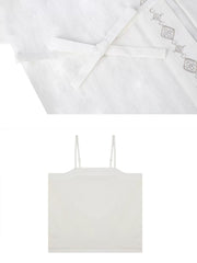 [Verdant Mountains & Rivers] 点翠配山河映画 Original Ming Style Hanfu Set with Dian Cui Mamian Skirt & Airplane Sleeve Top