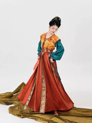[Echoes of the Silk Road] 丝路同绸 Original Tang Dynasty Hanfu Set with Beizi Robe & Eight-Gore Skirt
