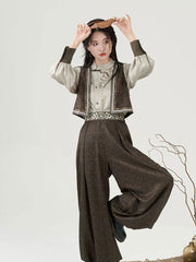 [Poem of the Wilderness] 旷野之诗 Original National Style Embroidered Vest, Inner Top & Lantern Pants Set