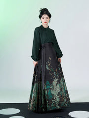 [Azure Feather Messenger] 青羽 Original Ming Style Hanfu Set with Mythical Bird Mamian Skirt