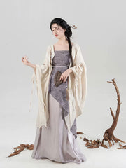 [Swallowtail Serenade] 燕尾蝶 Original Neo-Chinese Style Set with Embroidered Outer Shirt & Jacquard Slip Dress