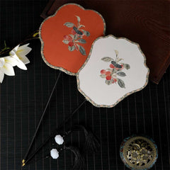 [The Cherry Orchard] 宋锦樱桃 Original Song Brocade Cherry Fan for Children & Ladies - Hanfu & Qipao Photography Prop