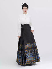 [Verdant Mountains & Rivers] 点翠配山河映画 Original Ming Style Hanfu Set with Dian Cui Mamian Skirt & Airplane Sleeve Top