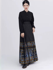 [Verdant Mountains & Rivers] 点翠配山河映画 Original Ming Style Hanfu Set with Dian Cui Mamian Skirt & Airplane Sleeve Top