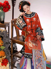 柒小乔 Original Qing Dynasty Style "Yuehua" Mamian Skirt & Embroidered Round-Neck Top - Authentic Photography Attire