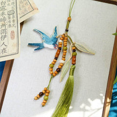 [Swallows Over the River] 江上燕 Original Bamboo Embroidery Qipao Lapel Press & Hanfu Waist Ornament