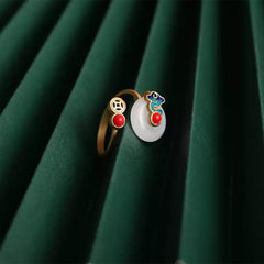[Auspicious Clouds] 祥云 He Tian Jade Recalculating Fortune Ring - Niche Retro Chinese Style S925 Sterling Silver Jewelry