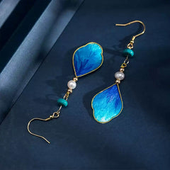 [The Velvet Petal] 手工非遗绒花 Original Intangible Cultural Heritage Velvet Petal S925 Silver Earrings - Light Luxury Niche Accessory