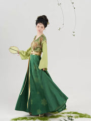 [Palace of Eternity] 未央 Original Dunhuang Inspired Tang Dynasty Hanfu Set with Beizi, Chiffon Shirt & Eight-Gore Skirt