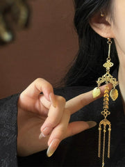 [Auspicious Coin] 新中式古旧铜钱长款流苏耳挂 New Chinese Style Antique Coin Tassel Earcuff for Hanfu & Qipao